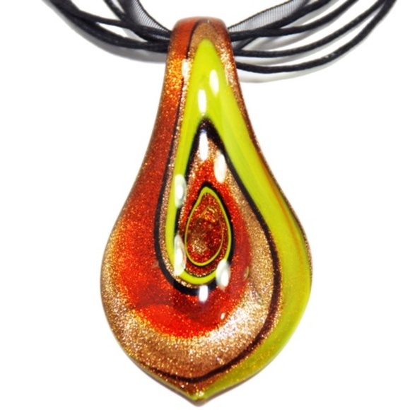 Sweerl Neon Abstract Glass Jewelry Set (Necklace & Earrings) - Picture 2 of 4